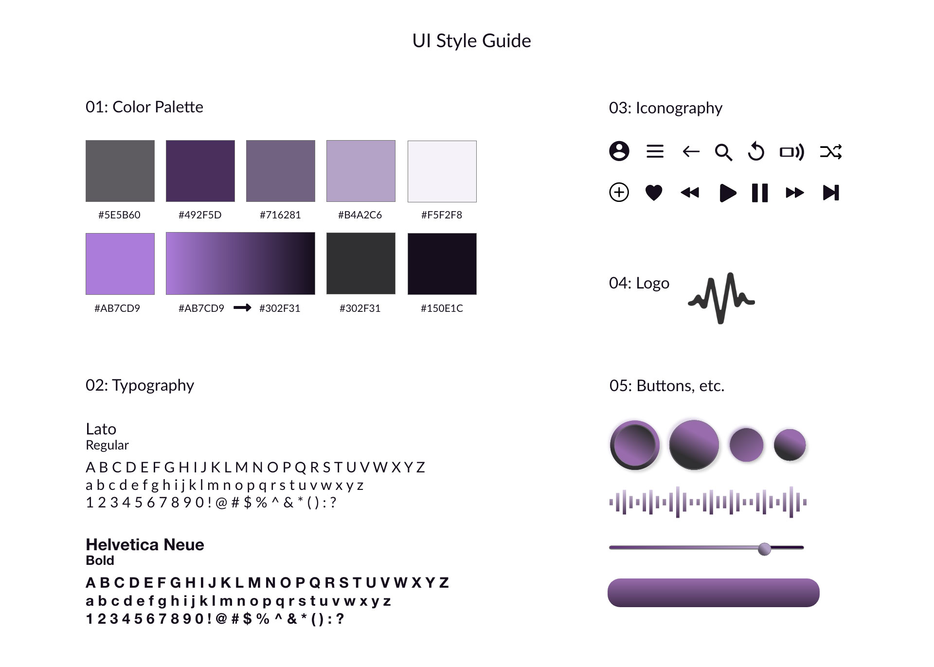 music app UI style guide