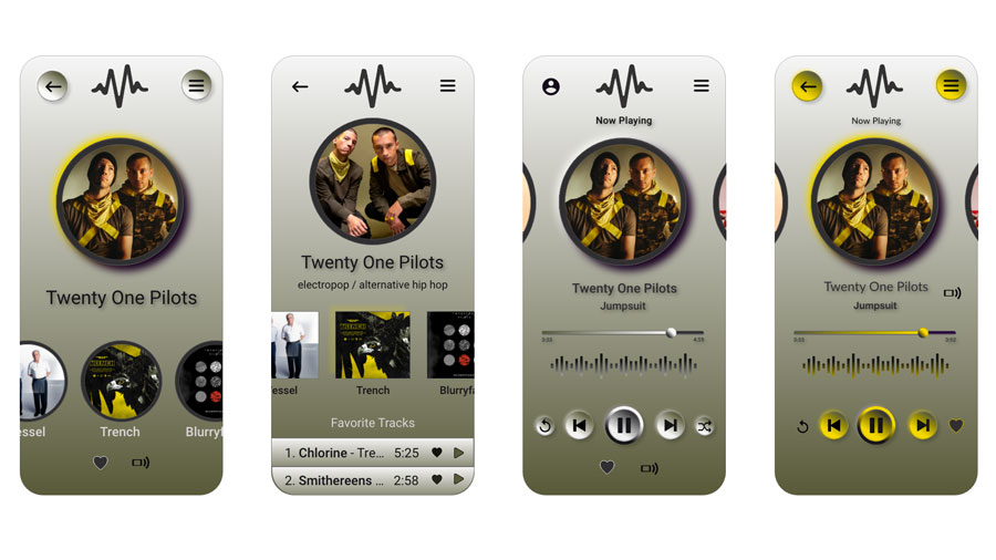 music app screens